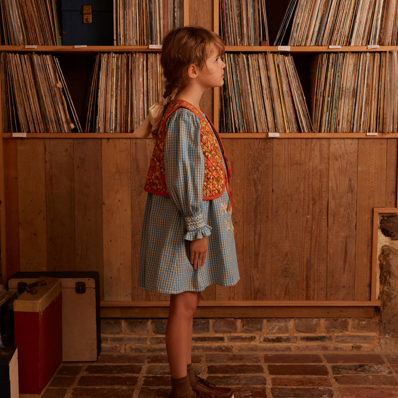 Cotton Cece Smock Dress - Tablecheck Marine