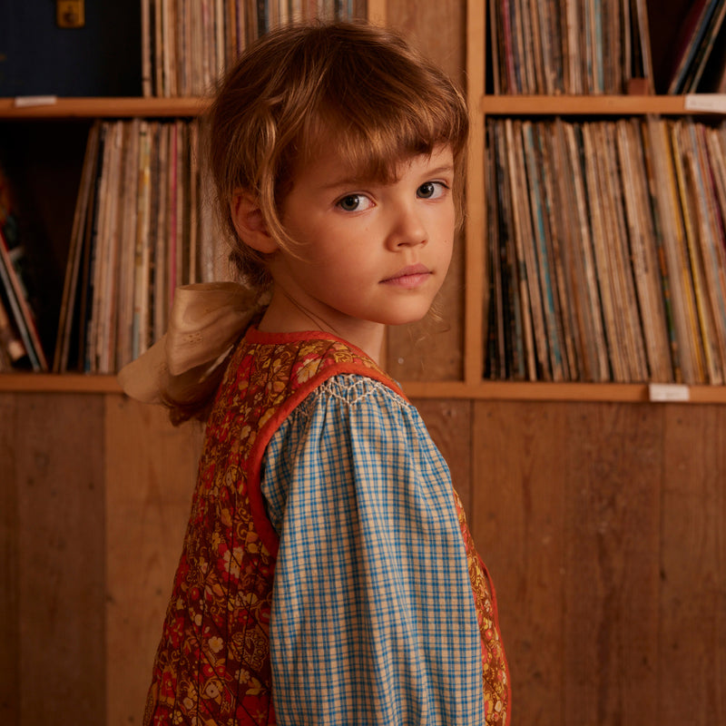 Cotton Cece Smock Dress - Tablecheck Marine