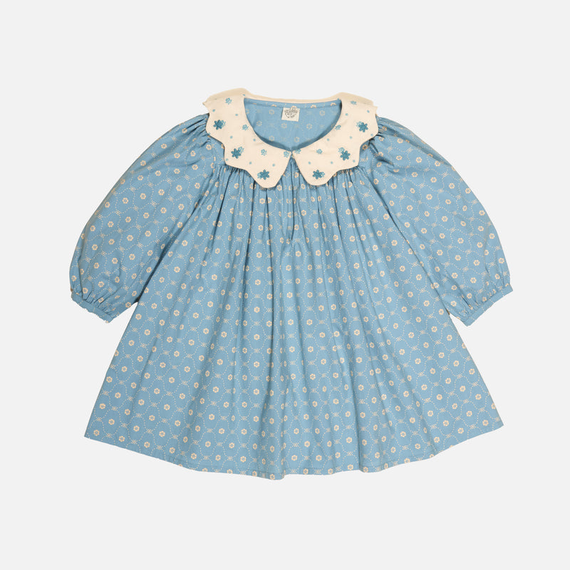 Cotton Esther Dress - Quilt Calico Blue Pebble