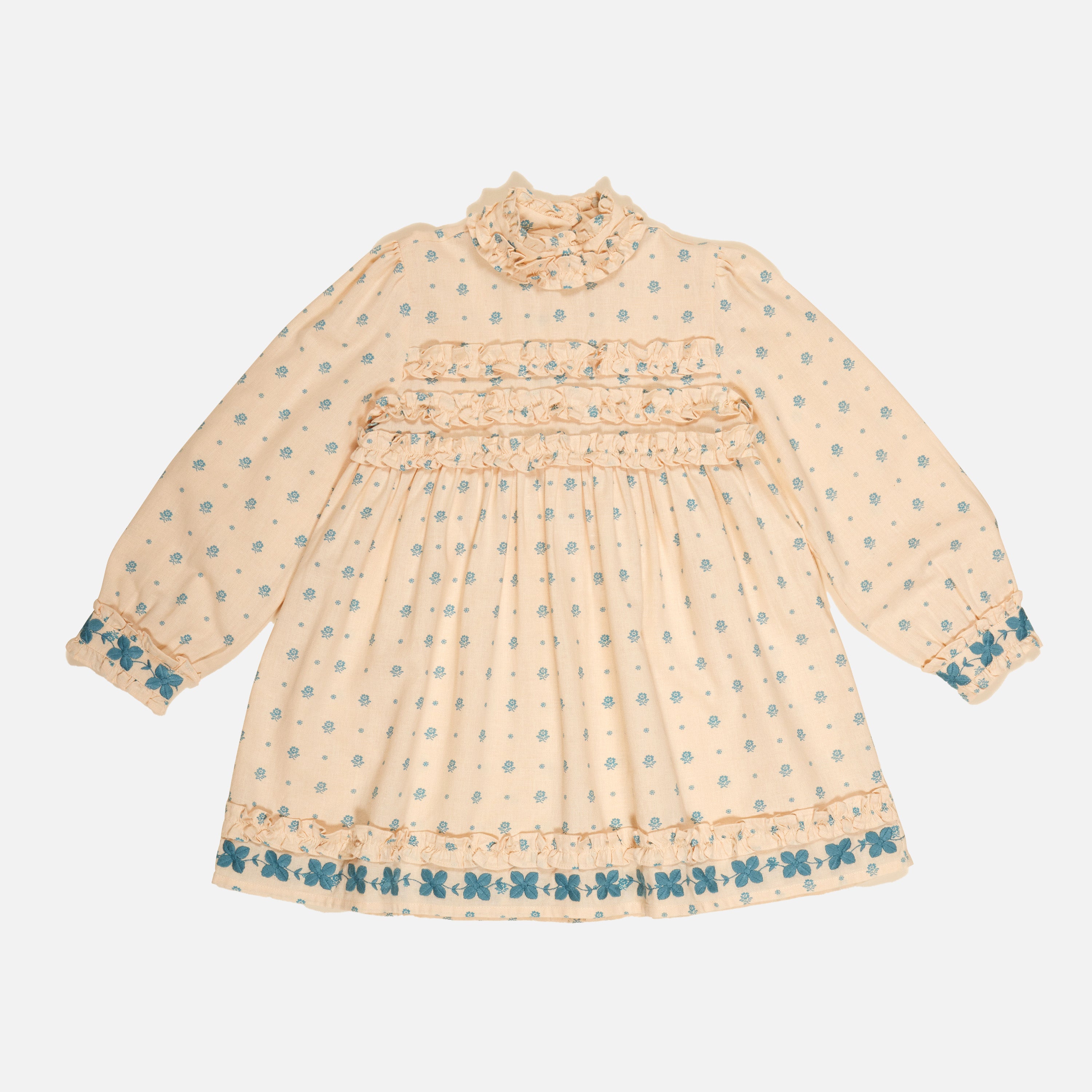 アポリナ 3-5y apolina Meadow Calico Cashew Cotton Pernille Dress - Meadow Calico Cashew – MamaOwl