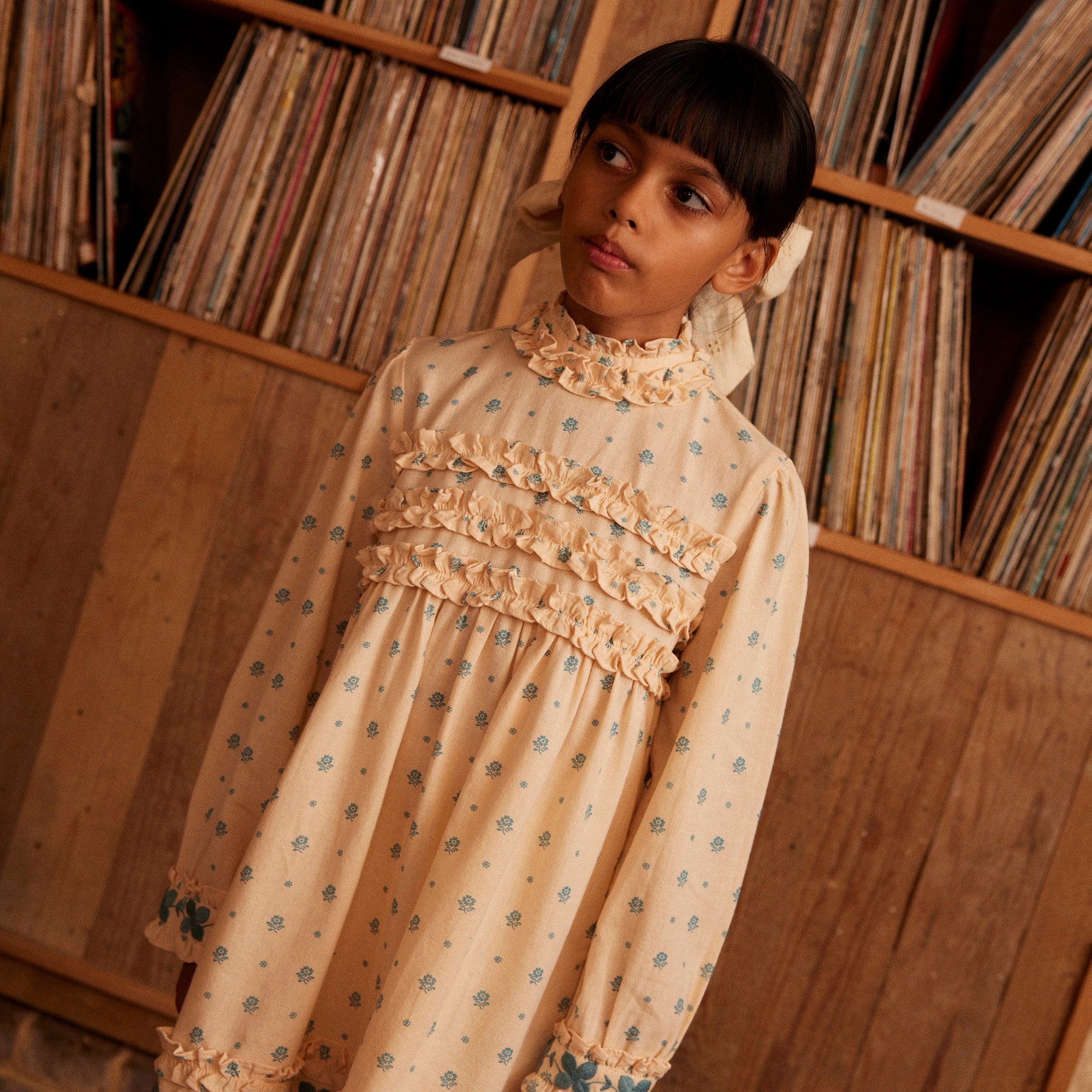 ワンピース apolina 2-3y MEADOW CALICO RIBBON Kids Cotton Pernille Dress - Meadow Calico Cashew – MamaOwl