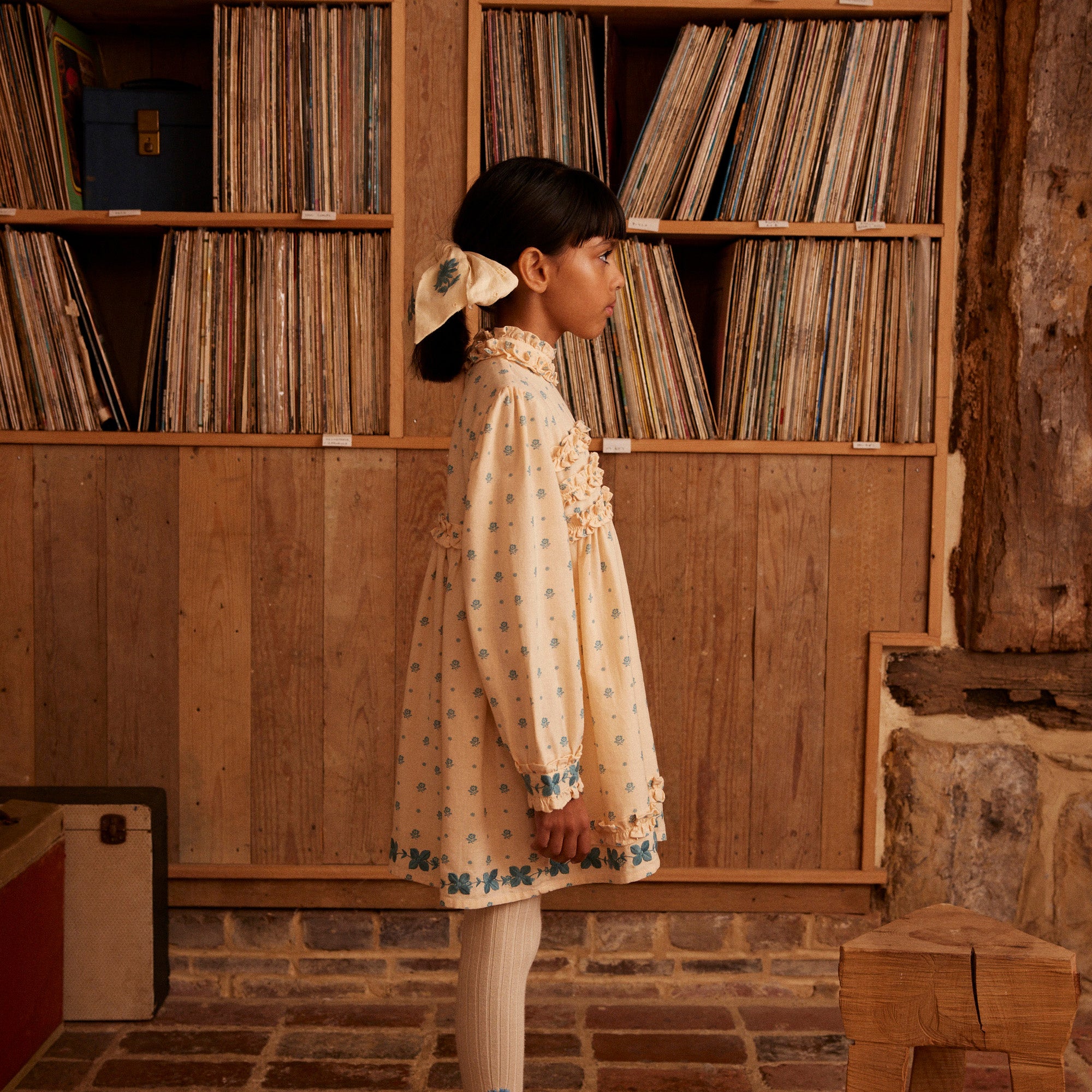 Kids Cotton Pernille Dress - Meadow Calico Cashew – MamaOwl