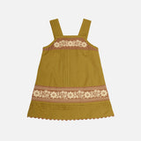 Cotton Vittoria Apron Shift Dress - Dried Moss