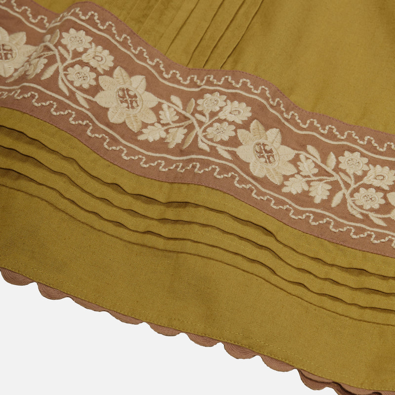 Cotton Vittoria Apron Shift Dress - Dried Moss