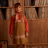 Cotton Vittoria Apron Shift Dress - Dried Moss