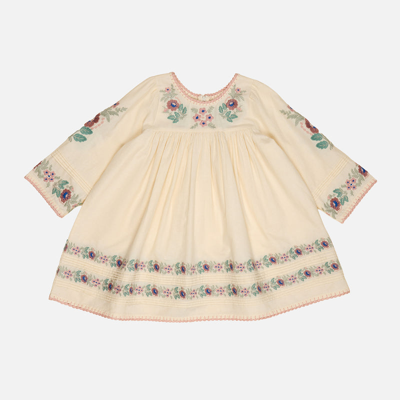 Kids Cotton LS Stevie Dress - Milk-Cream