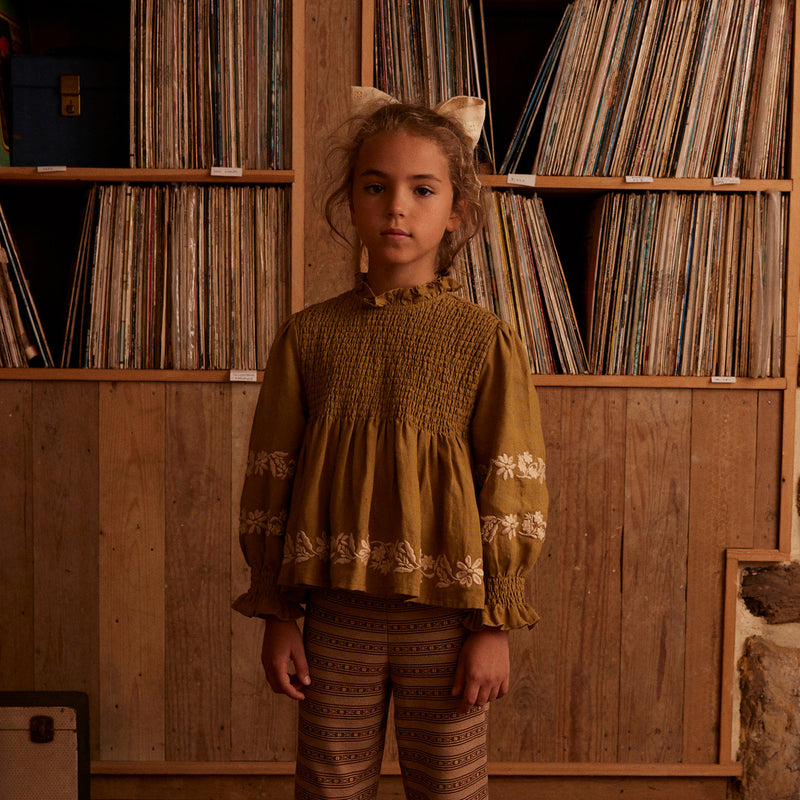 Linen Mia Top - Dried Moss