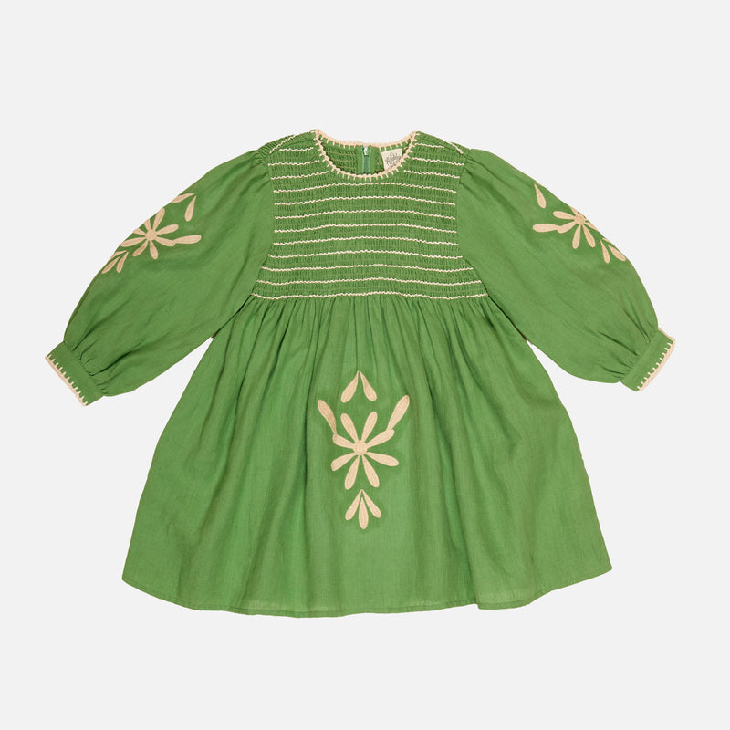 Linen Noemie Dress - Retro Green