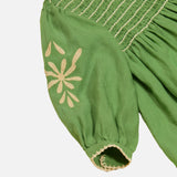 Linen Noemie Dress - Retro Green