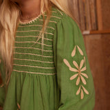 Linen Noemie Dress - Retro Green