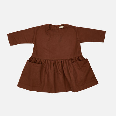 Baby & Kids Brushed Cotton LS Pocket Dress - Gingerbread