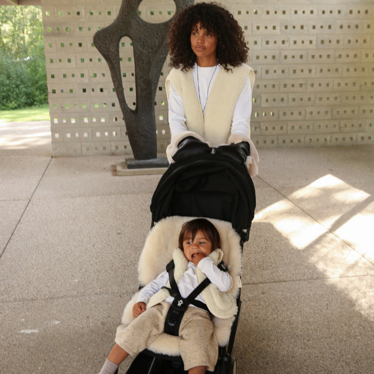 Merino Sheepskin Buggy Mittens - Noir/Milk