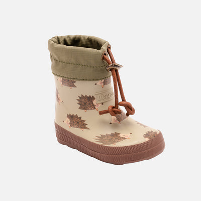 Toddler Natural Rubber Wool Lined Barefoot Boots - Hedgehog