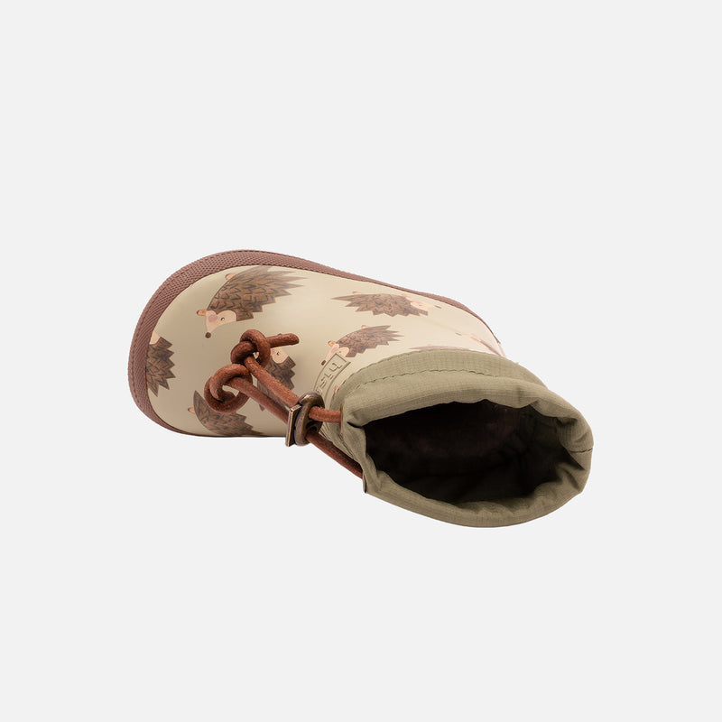 Toddler Natural Rubber Wool Lined Barefoot Boots - Hedgehog