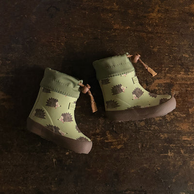 Toddler Natural Rubber Wool Lined Barefoot Boots - Hedgehog