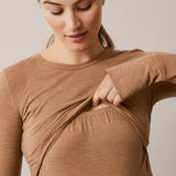 Merino Wool Maternity Top - Brown Melange