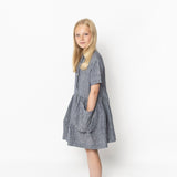 Baby & Kids Linen Button Pocket Dress - Pinstripe