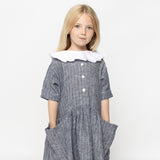 Baby & Kids Linen Button Pocket Dress - Pinstripe