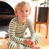 Baby & Kids Merino Wool Long Johns Set - Pine Stripe