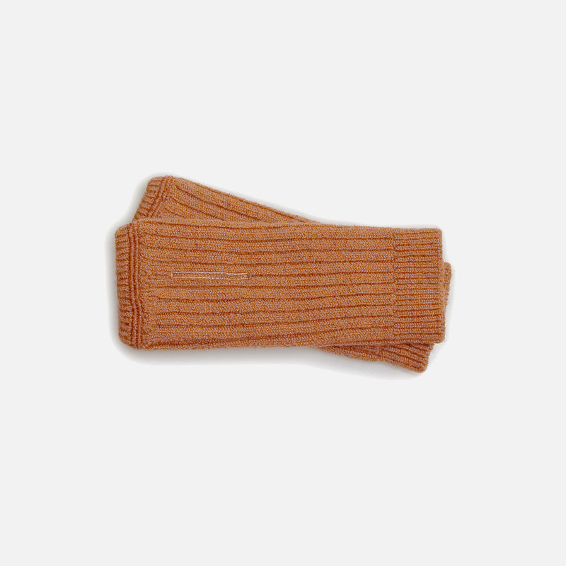 Merino Wool Rib Wrist Warmers - Caramel