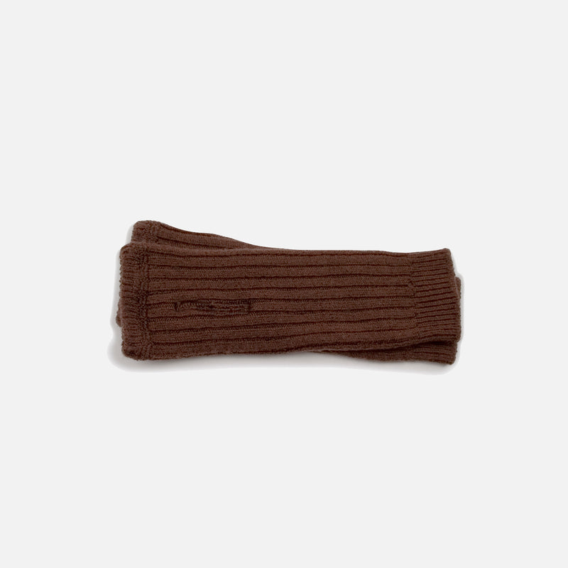 Merino Wool Rib Wrist Warmers - Chocolate