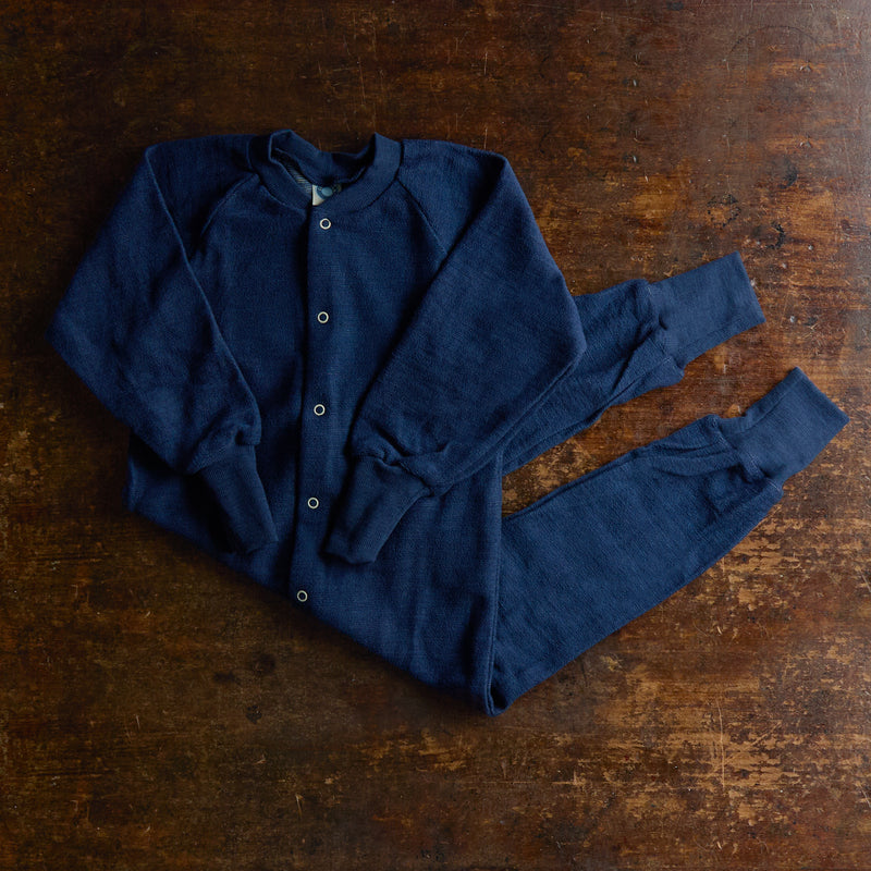 Wool Pyjamas Merino Wool Terry Pyjamas in blue in sizes 2-5yrs. – MamaOwl
