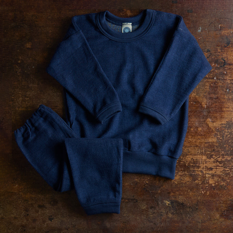 Merino Wool Terry Pyjama Set - Blue