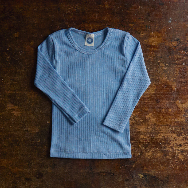 Merino Wool/Cotton/Silk LS Top - Blue