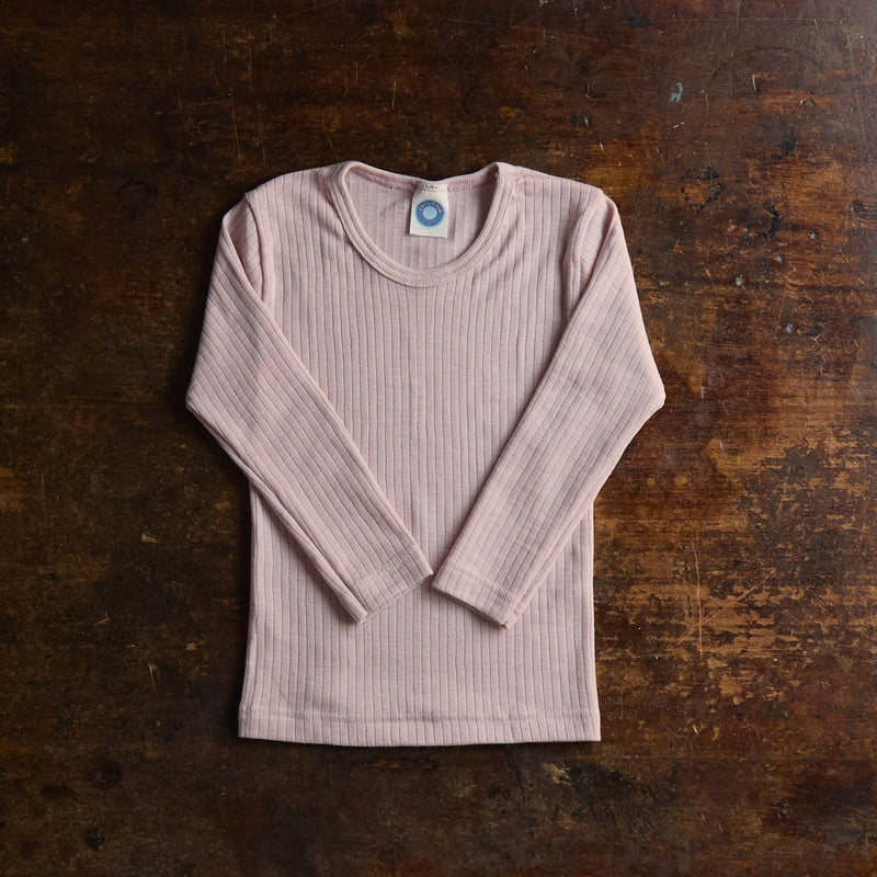 Merino Wool/Cotton/Silk LS Top - Pale Pink