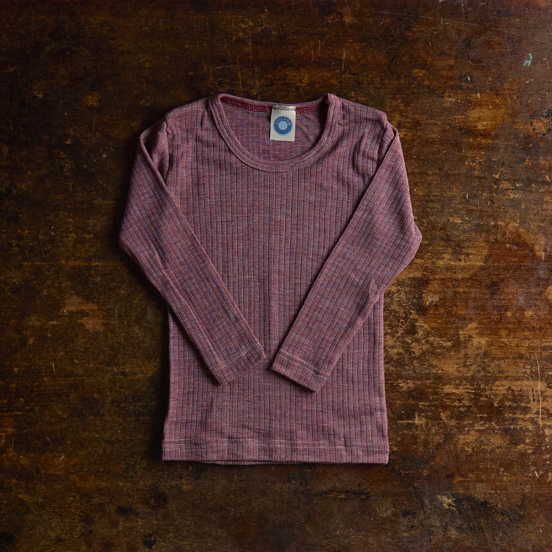 Merino Wool/Cotton/Silk LS Top - Plum