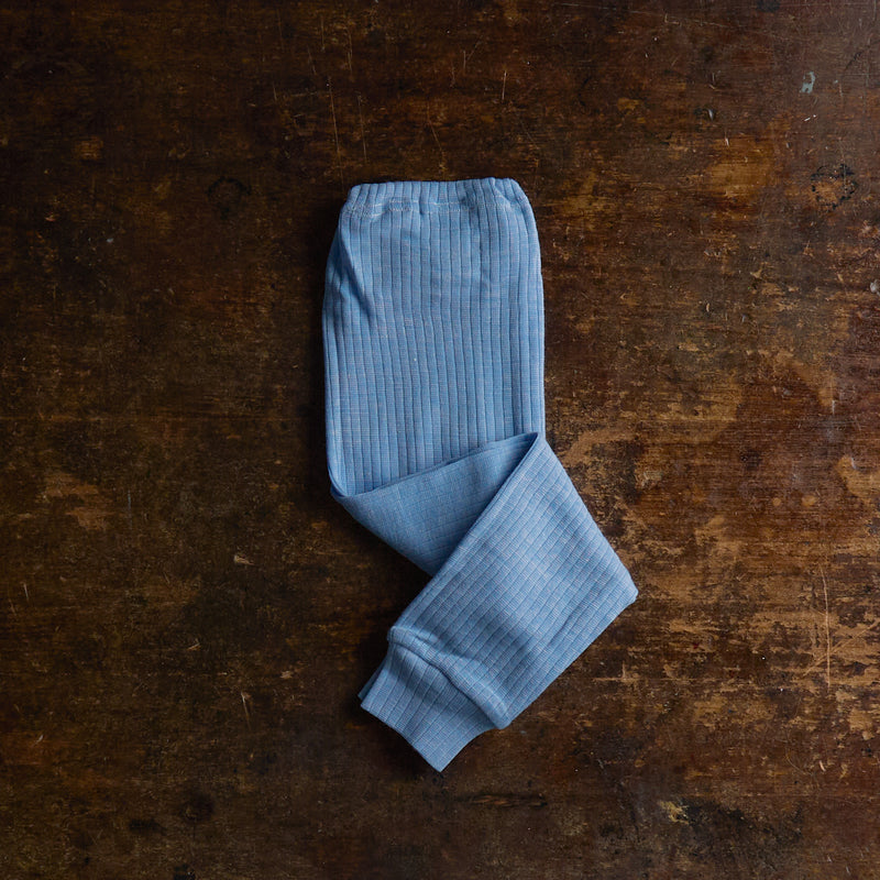 Merino Wool/Cotton/Silk Leggings - Blue