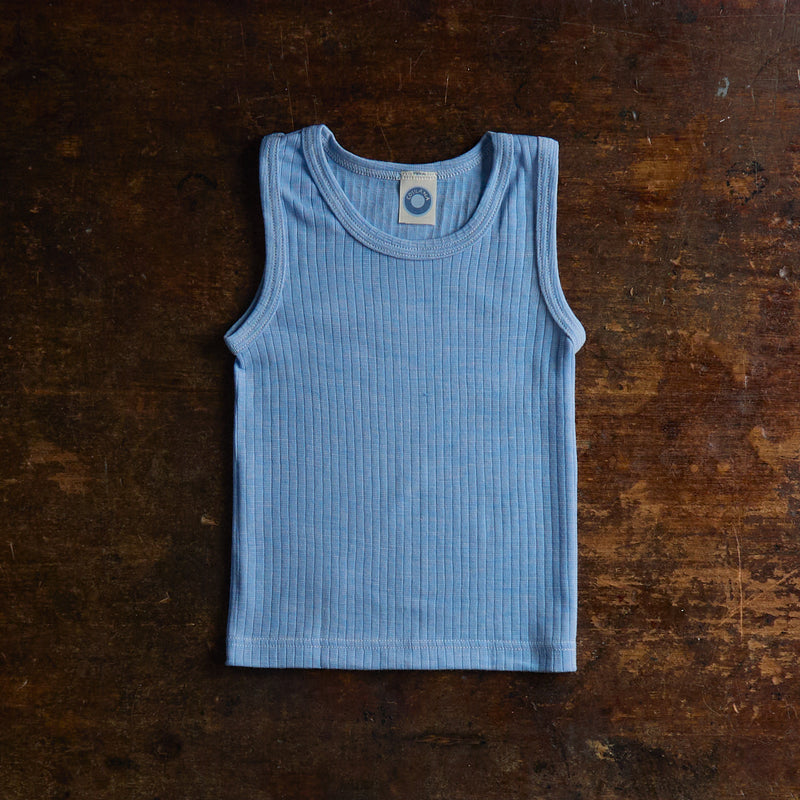 Merino Wool/Cotton/Silk Sleeveless Top - Blue