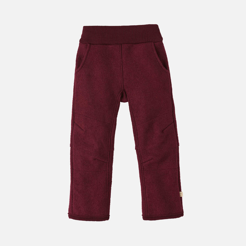 Boiled Wool Pull On Trousers - Cassis