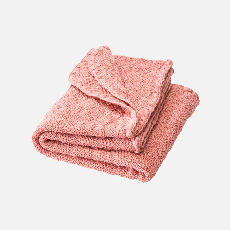 Merino Wool Swaddle/Baby Blanket - Soft Pink
