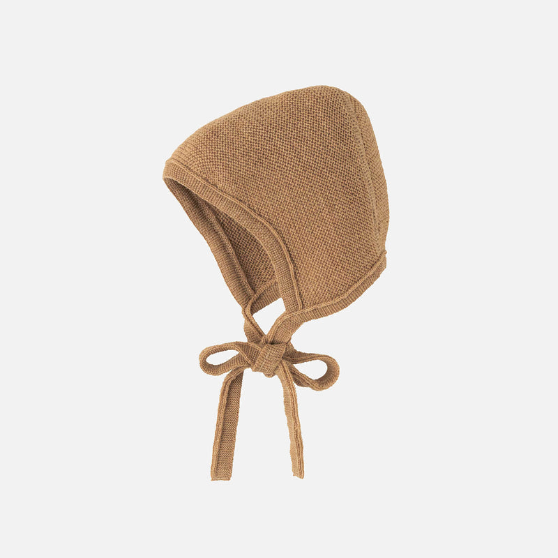 Baby Merino Wool Bonnet - Caramel