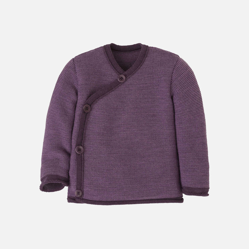Baby Merino Wool Cardigan - Aubergine/Lilac