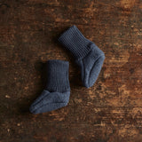 Baby Boiled Merino Wool Booties - Indigo