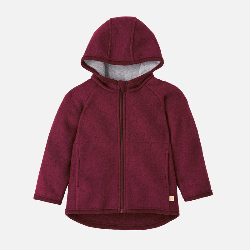 Baby & Kids Boiled Merino Wool Zip Jacket - Cassis