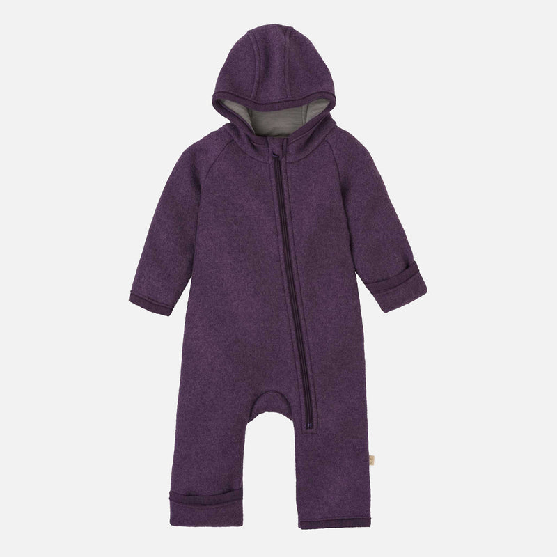 Baby & Kids Boiled Merino Wool Zip Overall - Aubergine