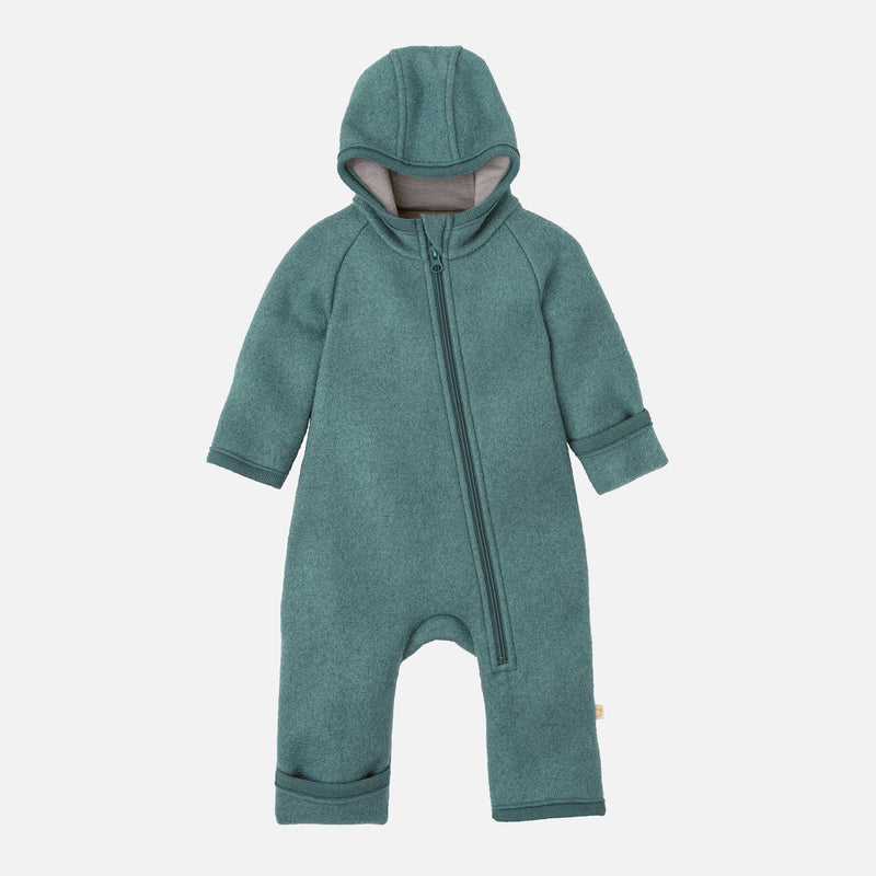 Baby & Kids Boiled Merino Wool Zip Overall - Eucalyptus
