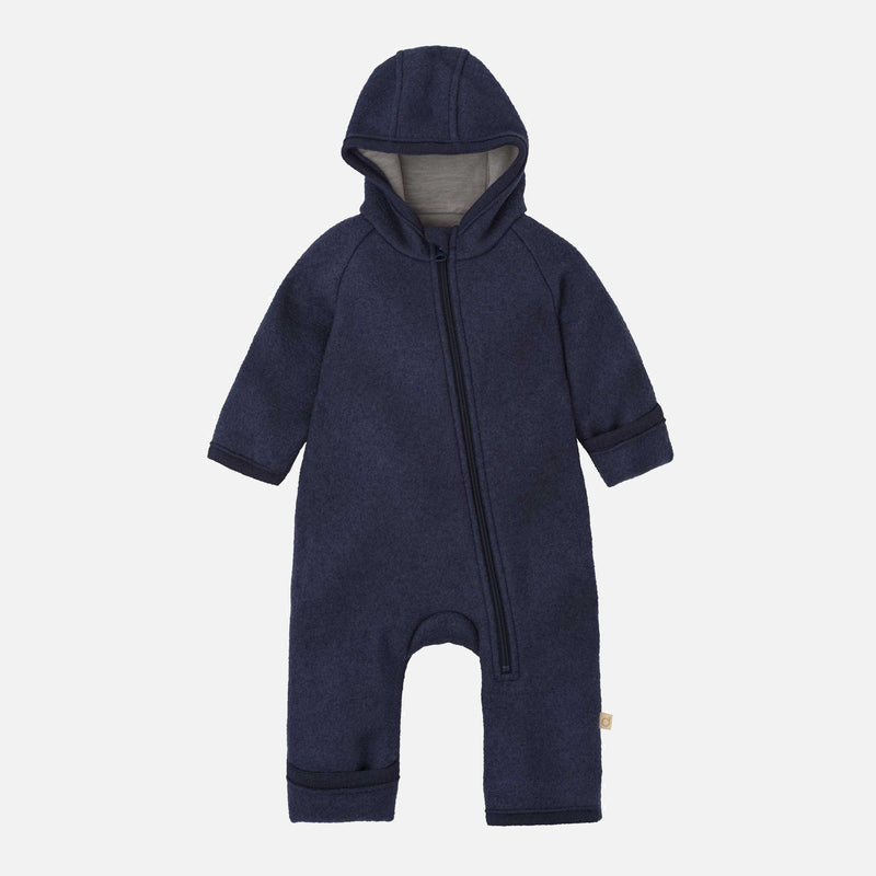 Baby & Kids Boiled Merino Wool Zip Overall - Indigo