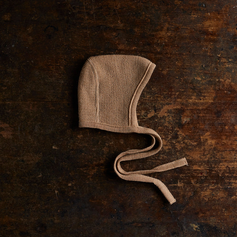 Baby Merino Wool Bonnet - Caramel