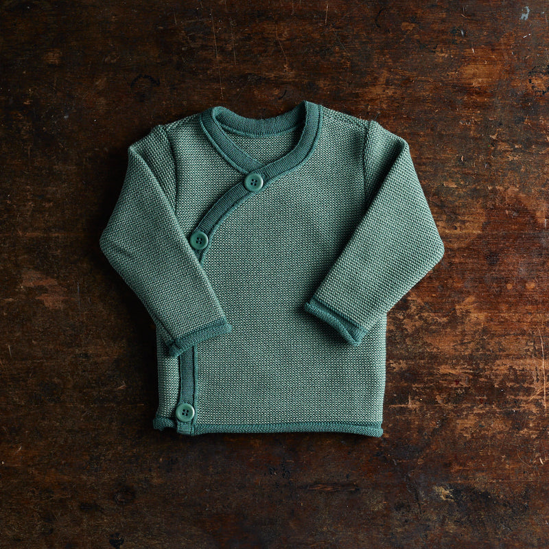 Baby Merino Wool Cardigan - Eucalyptus/Jade