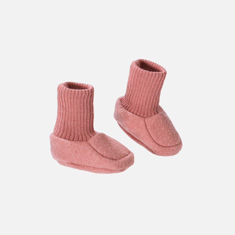 Baby Boiled Merino Wool Booties - Soft Pink