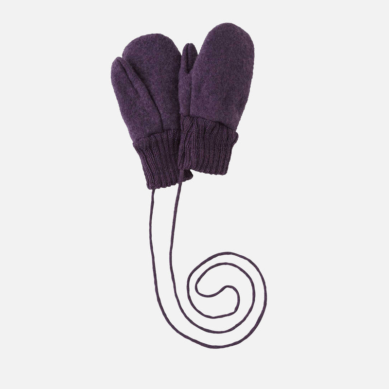 Boiled Merino Wool Mittens - Aubergine