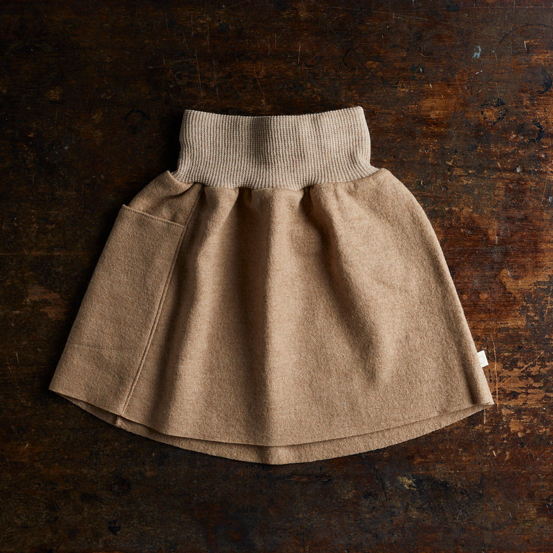 Boiled Merino Wool Skirt - Caramel