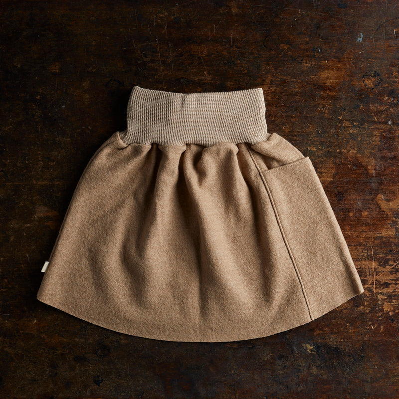 Boiled Merino Wool Skirt - Caramel
