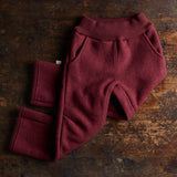 Boiled Wool Pull On Trousers - Cassis