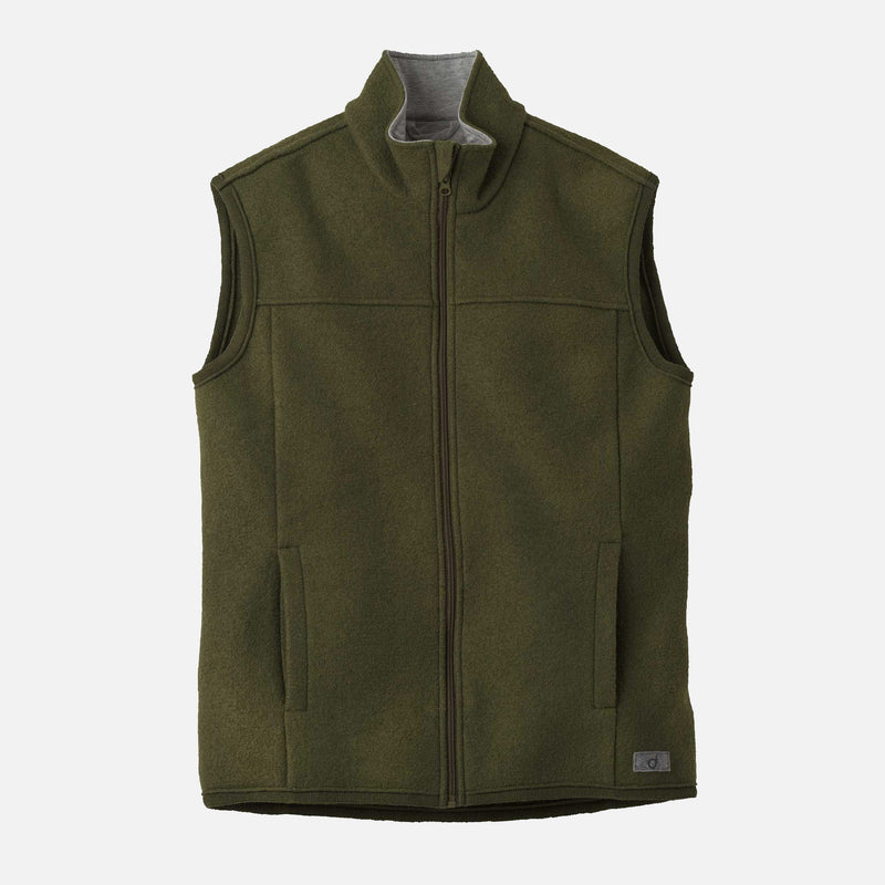 Men's Boiled Merino Wool Vest - Olive
