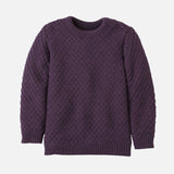 Merino Wool Aran Jumper - Aubergine